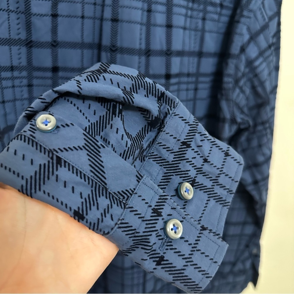NWT Tommy Bahama Flock This Way Navy Blue Textured Long Sleeve Button Up Small - Picture 7 of 9